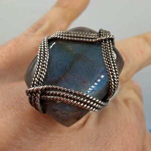 Labrodite Ring Square Polished Cable Twist chunky px